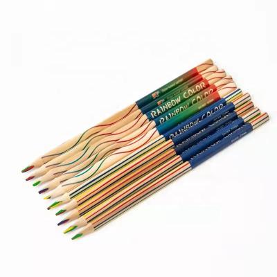 China Wooden Graffiti Triangle Rainbow Color 4 in 1 Colored Pencil for Graffiti Tool Supplies for sale