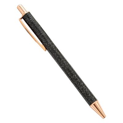 China Office & Fancy pink Pen Black Ink Glitter shinny school Pen Novelty Metal Rose Gold Click ballpoint pen with custom logo for promotional gift for sale