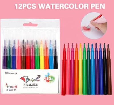 China Tenwin 12pcs Electric Washable Watercolor Airbrush Spray Paint Marker Pen Child Washable Fills Set As Gift For Art And Craft Supplies for sale