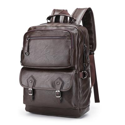 China 2021 Anti-theft crossover PU computer notebook USB backpack business laptops leather waterproof bags for men for sale