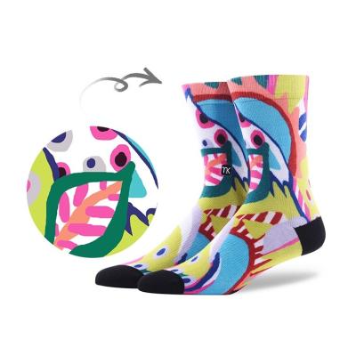 China Terry Crew 33D Compression Printing Custom Logo 360 Sustainable Pattern Fashion, Handle Designer Famous Brands Socks Printing for sale