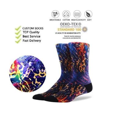 China Fashion Sustainable Terry Crew 3D 360 Pattern Compression Printing Custom Logo , Business Fashion Silicon Socks for sale