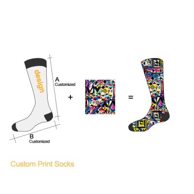 China Long Sporty Printed Socks Quick Dry Breathable Anti-skid Viable, Men Wholesale Custom Print Socks for sale