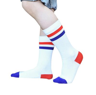 China MEIKAN Breathable In The Running Kids Stripes Crew Soft Comfortable Knitted Cotton Kid Girls Boys Custom Socks for sale