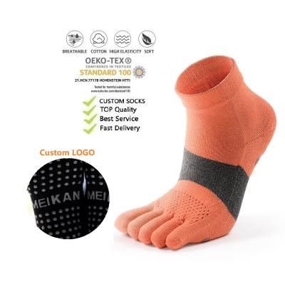 China Cotton Breathable Custom Grip Running Sport Socks Men Women Compression Five Fingers Socks, Five Toe Socks, Anti-slip Toe 5 Finger Socks for sale