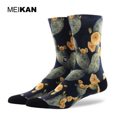 China MEIKAN Flower Pattern Comfortable Unisex Regular Coolmax Digital Sustainable Fashion Printing Socks Men for sale