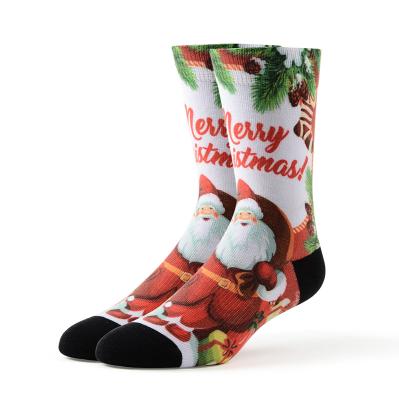 China Custom Material Coolmax MEIKAN Xmas Series Fashion Socks Viable Mens Unisex Plain Knit Funny Print Crew Socks for sale