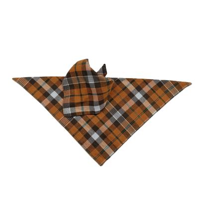 China Fashion Design BOKHOUSE Yellow Plaid Bandana Dog Scarf Custom OEM Stocked For Dog Cat for sale