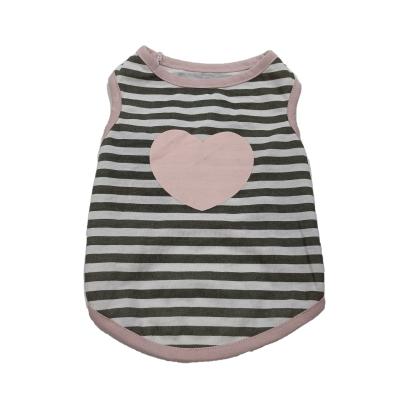 China BOKHOUSE Quality Stocked Summer Pets T-shirt Puppy Clothes Heart Print Tank Top Vest Cat Striped Pink T-shirt for sale