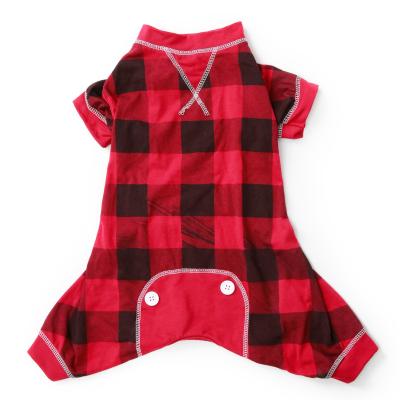 China BOKHOUSE Button Red Plaid Dog Cotton Pajamas Stocked Quadruped Clothes Manufacturer of Ropa Para Perros for sale