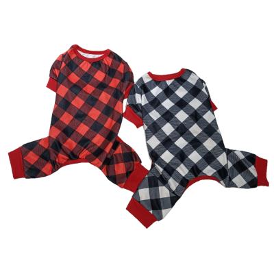 China BOKHOUSE Stocked Ropa Para Perro Al Por Mayor Red and Black Plaid Pants Pajamas Dog Spring Sleepwear Four Leg Pets for sale