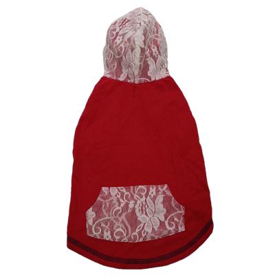 China BOKHOUSE Designer Hat Pocket White Lace Patchwork Stocked Dog Cat Red Hoodies Pet Custom for sale