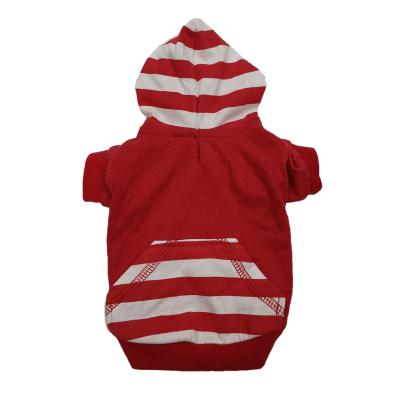 China BOKHOUSE Pet Designer White Striped Hat Pocket Patchwork Stocked Red Paneled Custom Dog Hoodies With Pet Pocket for sale