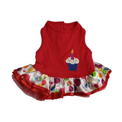 China Custom Stocked BOKHOUSE Pet Skirt XXS-XXL Clothes Red Candle Flower Print Dog Christmas Costume Dance Dress For Dogs for sale