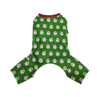 China BOKHOUSE Funny Pet Santa Printed Green Thin Comfortable Stocked Quadruped Pajamas For Dog Christmas for sale