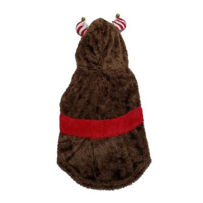 China BOKHOUSE Stocked Plus Size Pet Reindeer Costume Brown Bell Christmas Hoodie Custom For Dog for sale