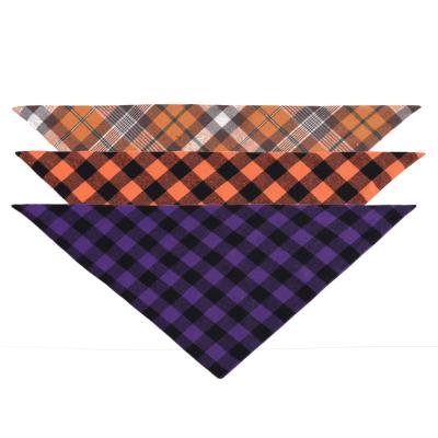 China BOKHOUSE Pet Accessories Cotton Plaid Triangle Bibs Scarf Double Washable Print Halloween Stocked Bandana for Cats and Dogs for sale