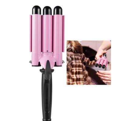 China 3 Barrel Ceramic Hair Curling Curling Rotating Hair Curler Big 3 Barrel Iron Ceramic Wave Crimp Hot Deep Wave Iron Hair Curling Curling Tool Wand for sale