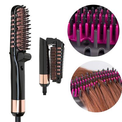 China Foldable Private Label Hair Comb and Beard Straightener Sweep Brush Electric Hair Straightener for sale