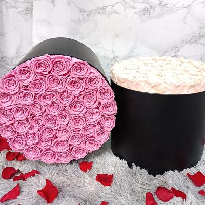 China A Grade Preserved Real Rose A Grade Preserved Real Rose 2022 Rose Valentines Day Gift Fresh Red Eternal Real Touch Forever Preserved Roses In Box Large Roses Blooms In Round Gift Box for sale