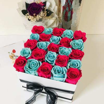 China Wholesale A Grade One Grade Amazon Valentines Day Gift Durable Roses Flower Preserved Roses In Square Gift Box for sale