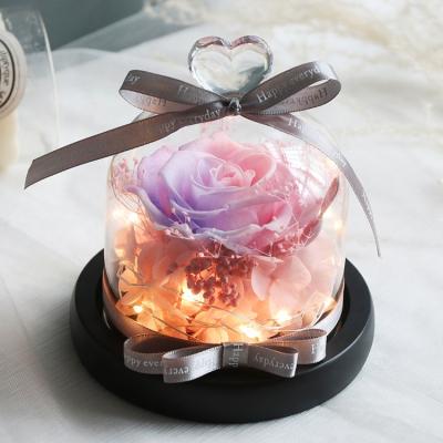 China Wholesale Eternal Flowers Preserved Decorative DIY Roses Flowers in Glass Dome for Mother's Day 9cm Diameter 9cm Diameter for sale