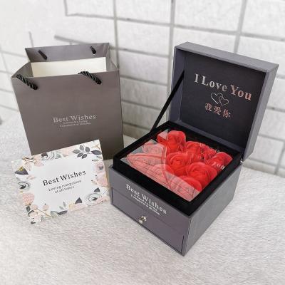 China Handmade Free Samples Amazon Success Women Gift Sets Artificial Rose Flower Jewelry Gift Box for sale