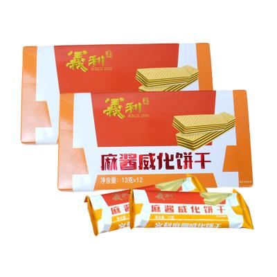 China Beijing Yili Normal Wholesale Old Sesame Dough Flavored Wafer Cookies Soft And Crispy 1 Box Of 12 Sharing Packs for sale