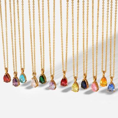 China Europe and America Factory Supply Stainless Steel Necklace Simple Retro Zircon Necklace Long for sale