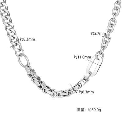 China New Style Trendy Titanium Steel Geometric Unisex Necklace Silver Simple Necklace for sale