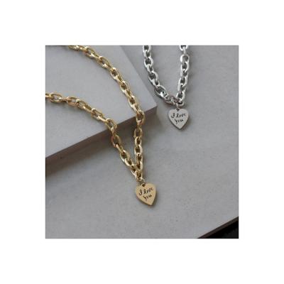 China 2022 Love Fashion Trendy Necklace Gold Heart Titanium Steel Korean Necklace for sale