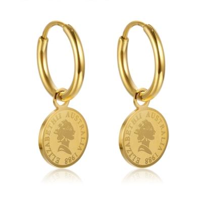 China New design Europe and America Europe and America gold circle earrings luxury stainless steel earrings for sale