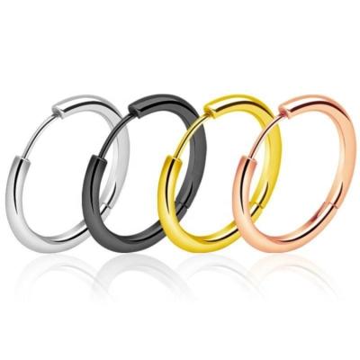 China Factory Supply Stainless Steel Simple Circle Earring Multicolor Simple Vintage Hoop Earrings for sale