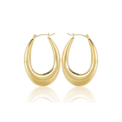 China Good Quality Simple Gold Plated Circle Earrings Retro Fashion Big Hoop Earrings for sale