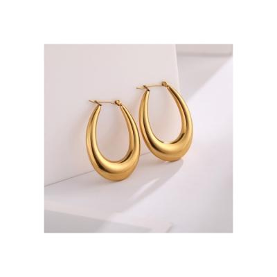 China 2022 Simple Gold Plated Simple Circle Women's Hoop Earrings Stainless Steel Stud Earrings for sale