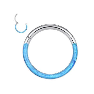 China New Design Opal Nose Ring Inlaid Opal from Europe and America around Europe and America piercing sterile nose rings for sale