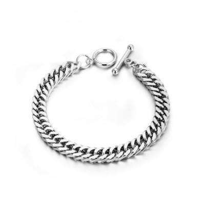 China New design simple stitching luxury titanium steel silver bracelet men's simple bracelet for sale