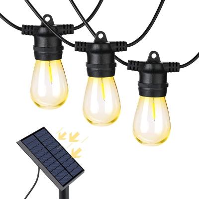 China Garden Power 15FT Solar Power Warm White Outdoor Decoration Counts LED Edison Bulb String Light Clear Body Lamp for sale