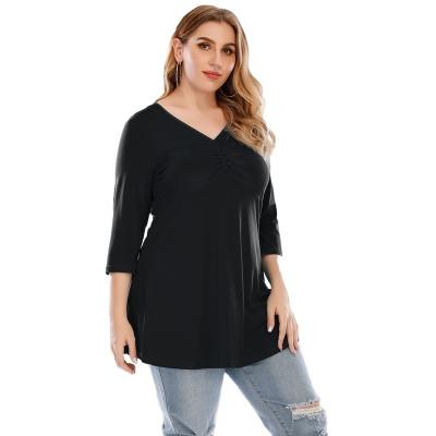 China 9 New Spring 2022 Large Women's Top Oversized Shirt Solid Top Anti-Shrink / 4 Sleeve Large for sale