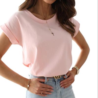 China Anti-wrinkle 2022 new summer hot sale solid color round neck raglan sleeve T-shirt women for sale