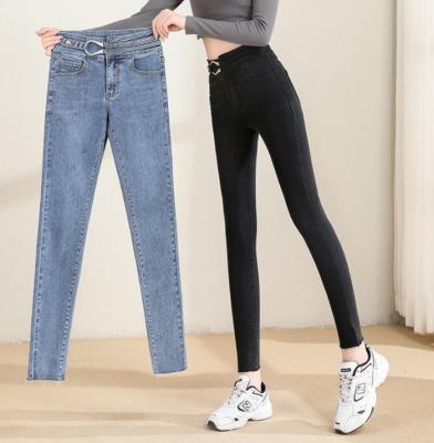 China 2022 viable spring and autumn new high quality women slimming high waist pencil lattice pants elastic pants women pants for sale