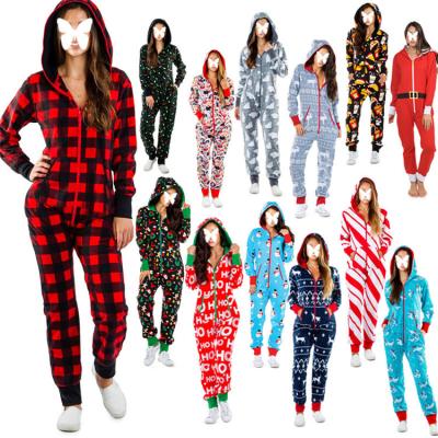 China New Style Y-3255 New Style Y-3255 Hooded Women's Autumn And Winter Printing Christmas Pajamas Home Female Hot Sale QUICK DRY One Piece Pajamas for sale