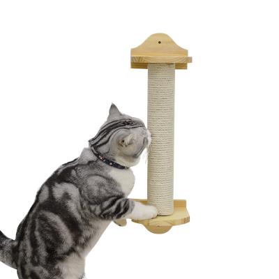 China Wholesale Viable Cat Wall Post Tree Wall Mounted Cat Sisal Shelf Toys Cat Climbing Frames for sale