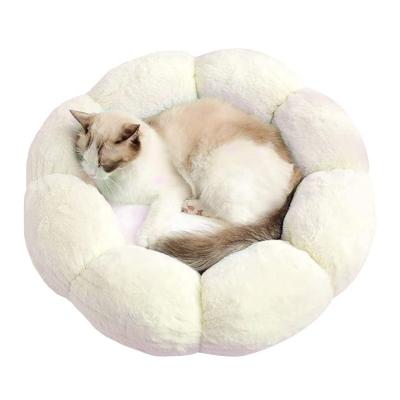 China Custom Viable Warm Round Cat Bed Side Pet Bed Funny Memory Foam Pet Shape for sale