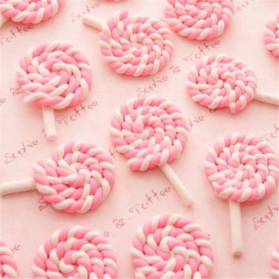 China Beautiful Africa Colors Assorted Lollipop Shape Candy Soft Polymer Clay Slices For Craft DIY Decorations for sale