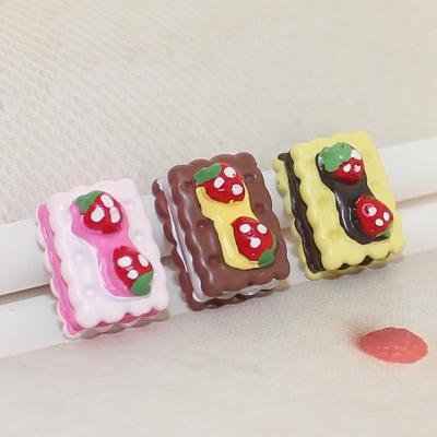 China Wholesale China Food Dessert Cake Charms Resin Flat Back Strawberry Cake Charms For DIY Slime for sale