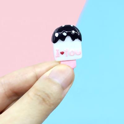 China China DIY Miniature Resin Food Love You Ice Cream Cabochons Embellishment Craft Making Phone Decoration for sale