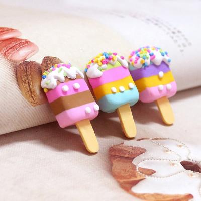 China China Newest Sale Cute Soft Polymer Clay Mixed Rainbow Ice Cream DIY Resin Cabochon Resin Crafts for sale