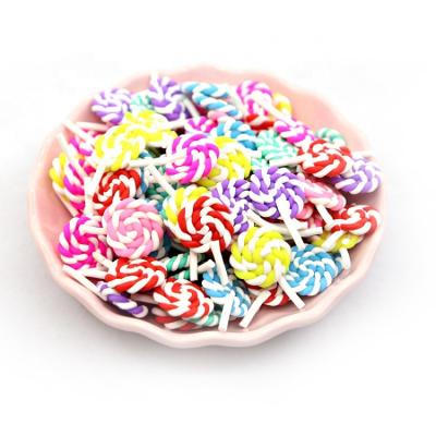 China Fashionable Africa Style Colors Lollipop Shape Clay Sweet Candy Polymer Slices For Craft DIY Decorations for sale