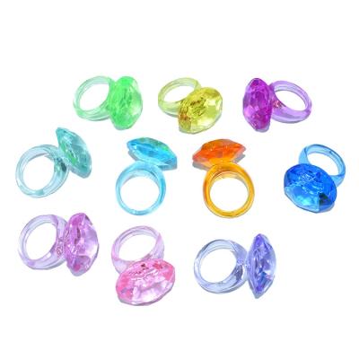 China Discovery Treasure Acrylic Sand Candy Color Round Acrylic Princess Jewelry Plastic Diamond Ring for sale